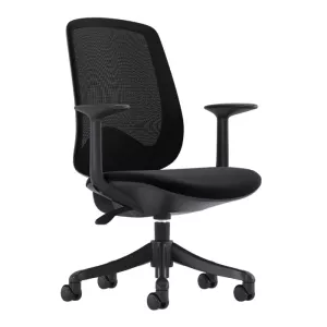 Caen kontorsstol och skrivbordsstol med svart tyg och svart mesh.