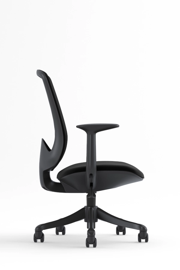 Caen kontorsstol och skrivbordsstol med svart tyg och svart mesh.