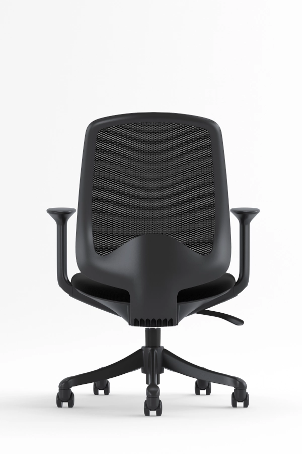 Caen kontorsstol och skrivbordsstol med svart tyg och svart mesh.