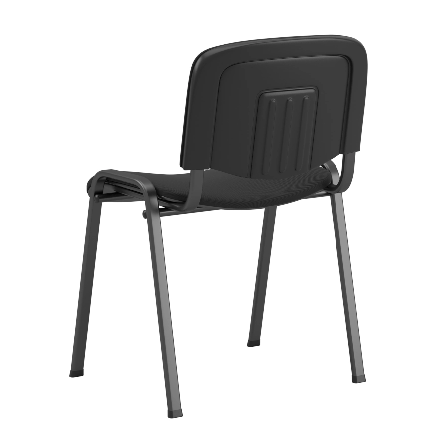 Sofie stol från Elj med klädd sits och rygg i svart som har svart stativ.