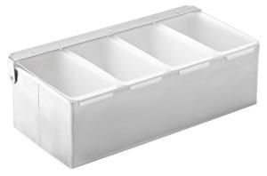 Cocktaildispenser, 4 fack, rostfritt, plast