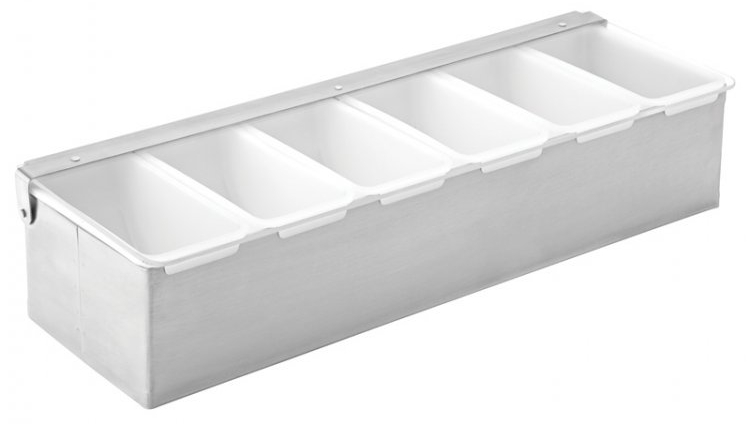 Cocktaildispenser, 6 fack, rostfritt, plast