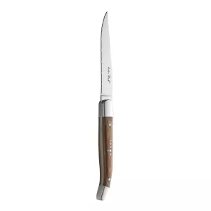 Laguiole grillkniv från Utopia i rostfritt stål med trähandtag och tandat blad.