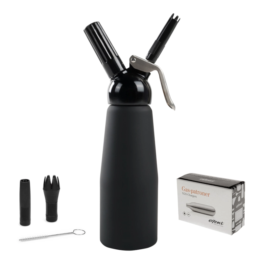 Gräddsifon 0,5 liter svart med patroner - Exxent - sifon för grädde
