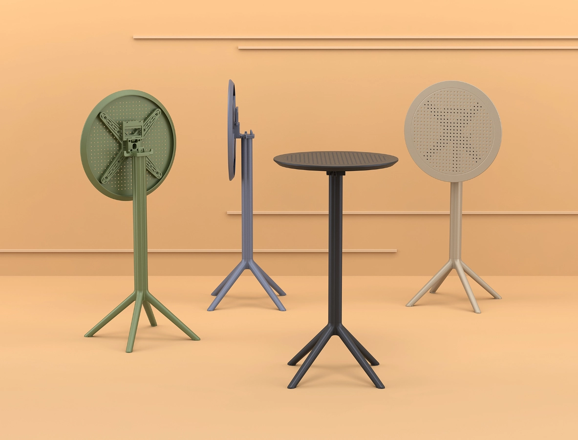 Sky ståbord 60 diameter cm från Siesta med fällbar bordsskiva i olika färger.