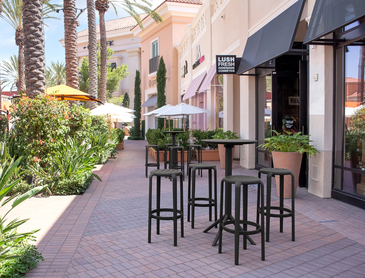 Sky ståbord 60 diameter cm från Siesta med fällbar bordsskiva i svart.