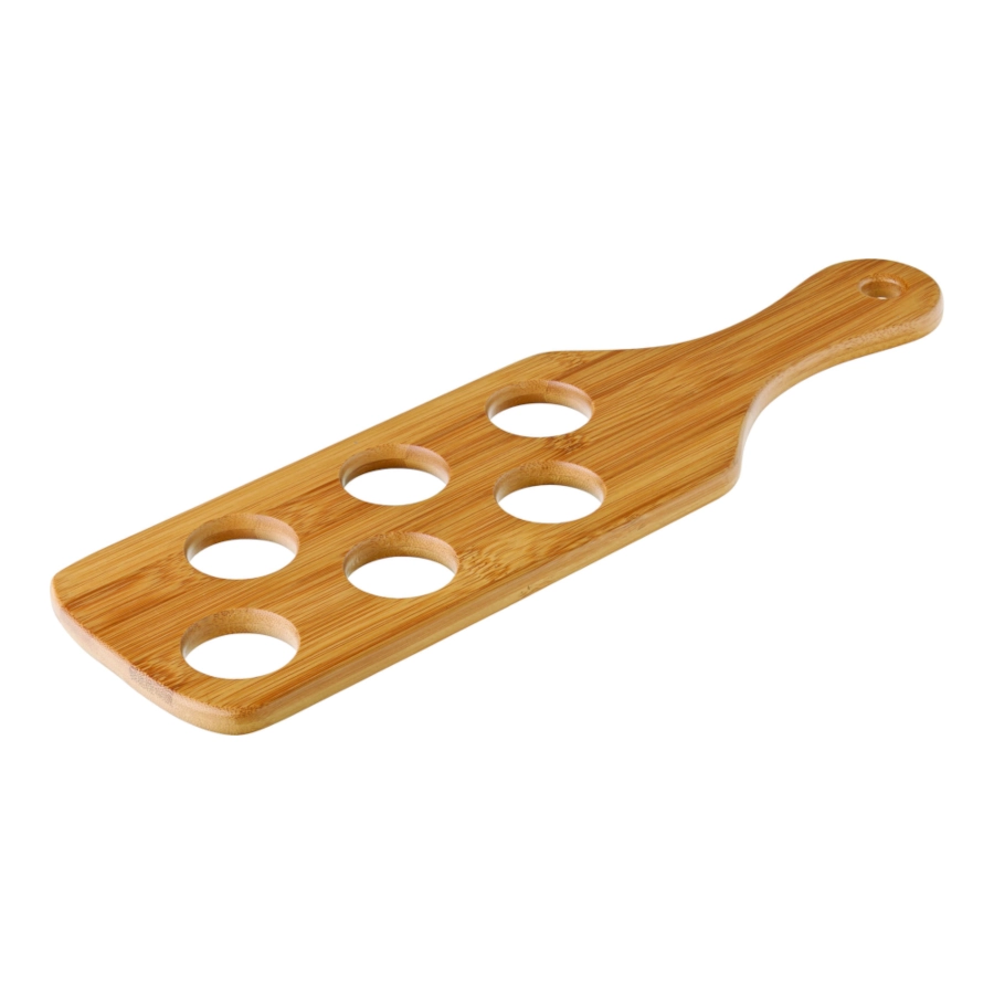 Shotbricka med handtag som har hål för 6 st shotglas från Utopia Tableware.