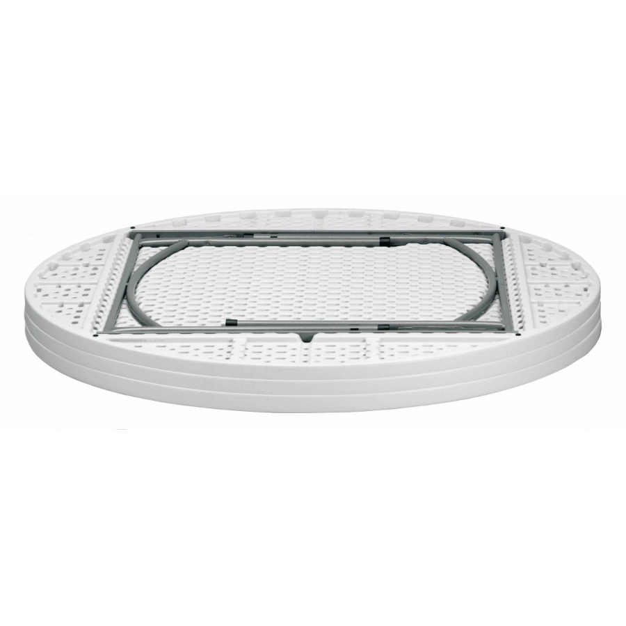 Kraus runt fällbord 160 diameter cm från Resol som är staplade.