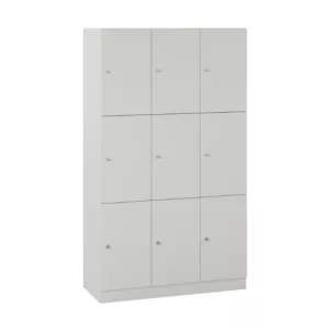 Milano personlig förvaring i ljusgrå med 9 luckor och nyckellås från Lotus Furniture.