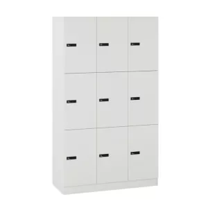 Milano personlig förvaring i vitt med 9 luckor och kodlås från Lotus Furniture.