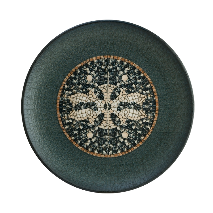 Mesopotamia Gourmet flat tallrik 17 diameter cm i mörkgrön med dekor från Bonna.