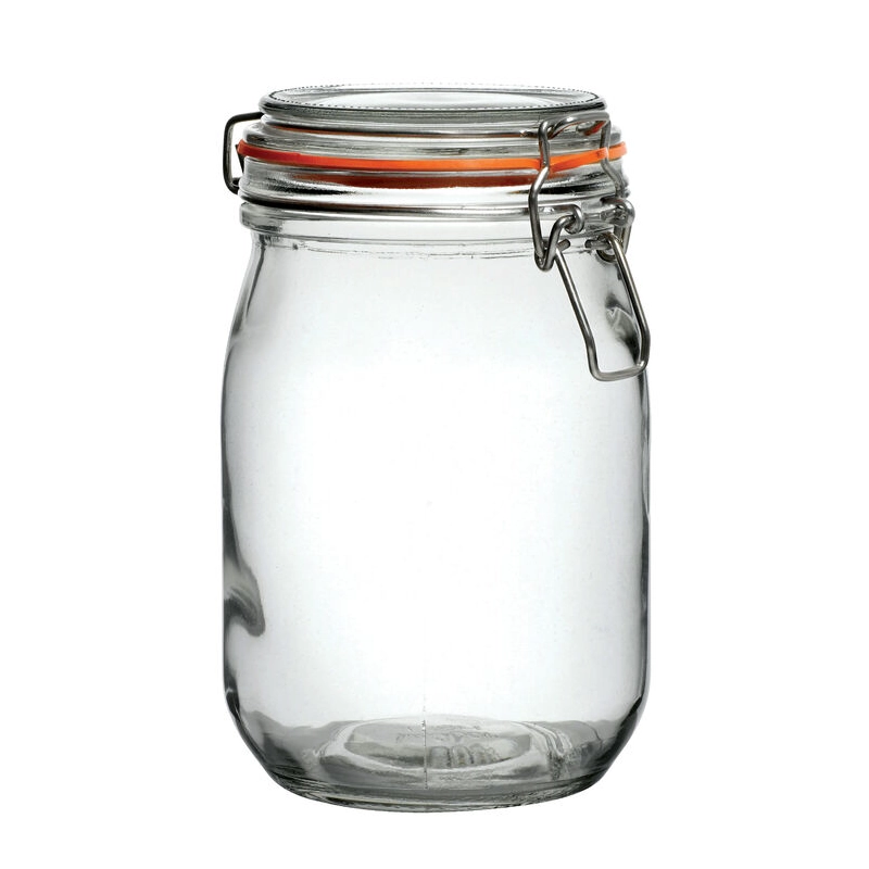 Preserving glasburk 1 liter med metallspänne och tätslutande lock från Utopia Tableware.