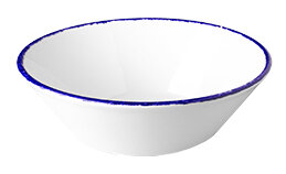 Optimo Picnic, skål, 20 diameter cm, 80 cl, vit, koboltblå kant - 6 st/fp