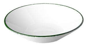Optimo Picnic, pastatallrik, 27 diameter cm, 150 cl, vit, grön kant - 3 st/fp