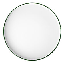 Optimo Picnic, flat tallrik, 20 diameter cm, vit, grön kant - 6 st/fp