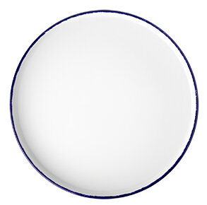 Optimo Picnic, flat tallrik, 26 diameter cm, vit, koboltblå kant - 6 st/fp