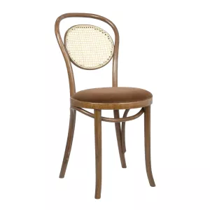 1894 stol från Paged Meble med klädd sits och rottingrygg.