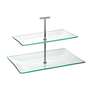 Aura fat med 2 nivåer av glas som är 30x20,5 cm med höjd 25 cm från Utopia Tableware.