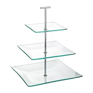 Aura fat med 3 nivåer av glas som är 24,5x24,5 cm med höjd 36 cm från Utopia Tableware.