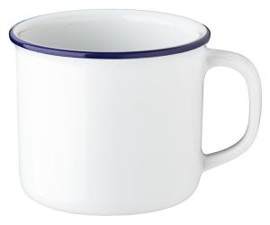 Retro, mugg, 35 cl, vit, dekor blå kant - 6 st/fp