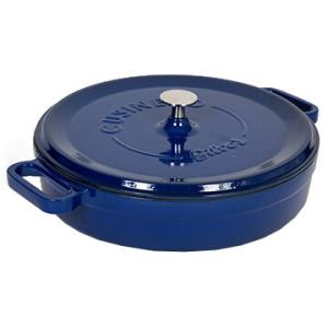 Gryta 28 diameter av gjutjärn som är låg och rymmer 3,4 liter med blå färg från Silver.