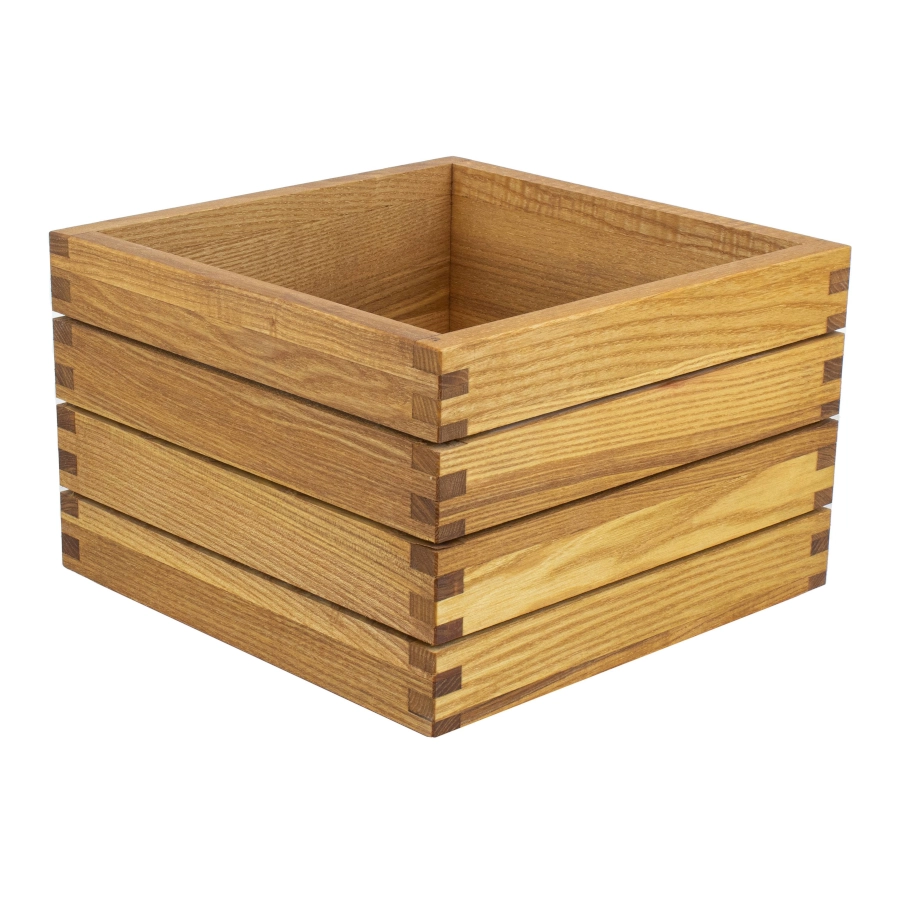 Stapelbar trälåda från Select Concept som är linoljad och 24,7x24,7x16,8 cm.
