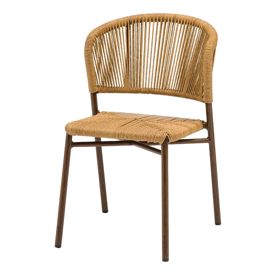 Nantes stol i brun trälook och natur fiberrotting från Xirbi.