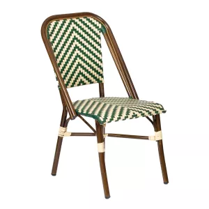 Stol Tropez i creme/grön flätning och bambulook.