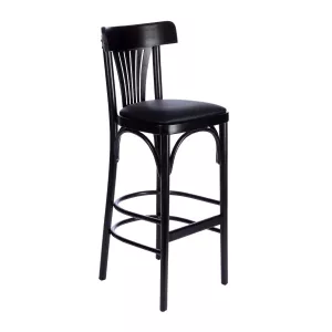 Tobias barstol i wenge med sits i svart konstläder från Select.