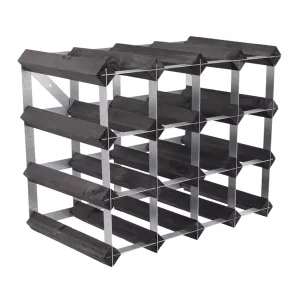 Vinställ i svart med plats för 16 flaskor från Traditional Wine Rack.