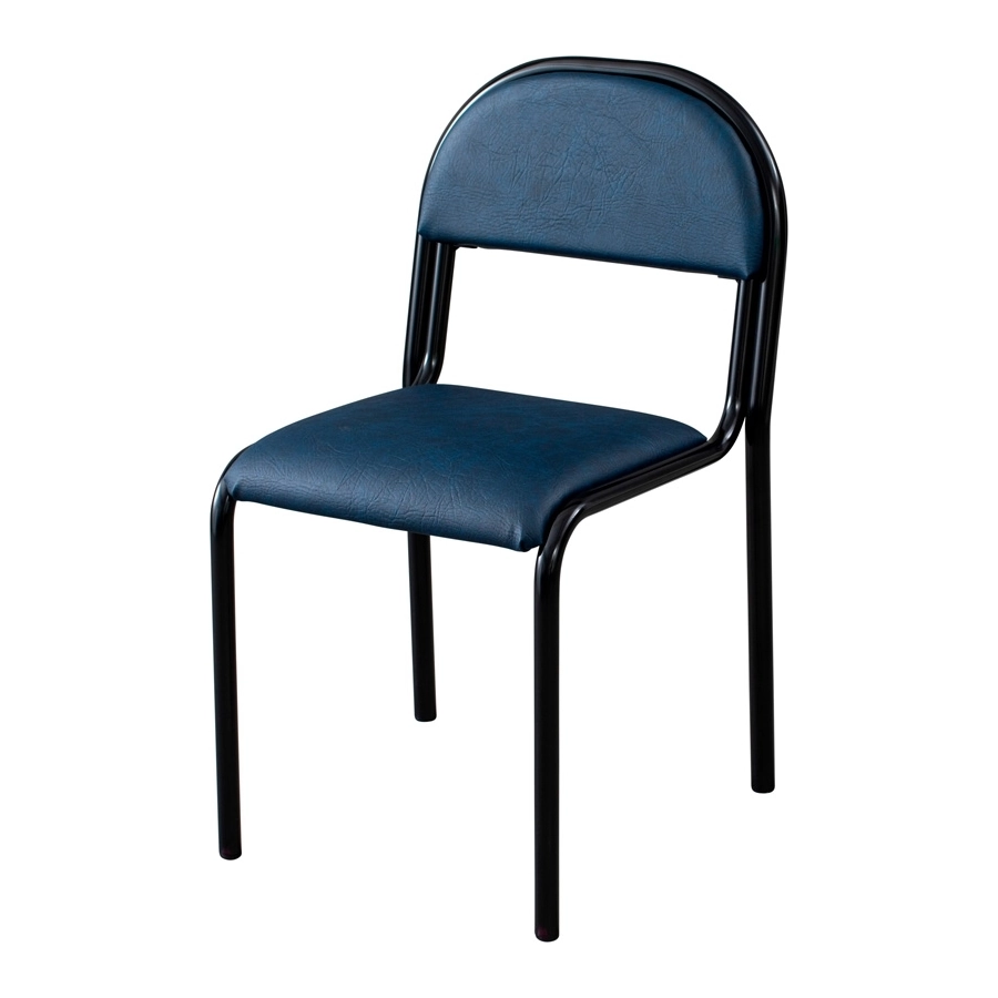 Vinnaren stol från Skafab i svartlack och blått konstläder.