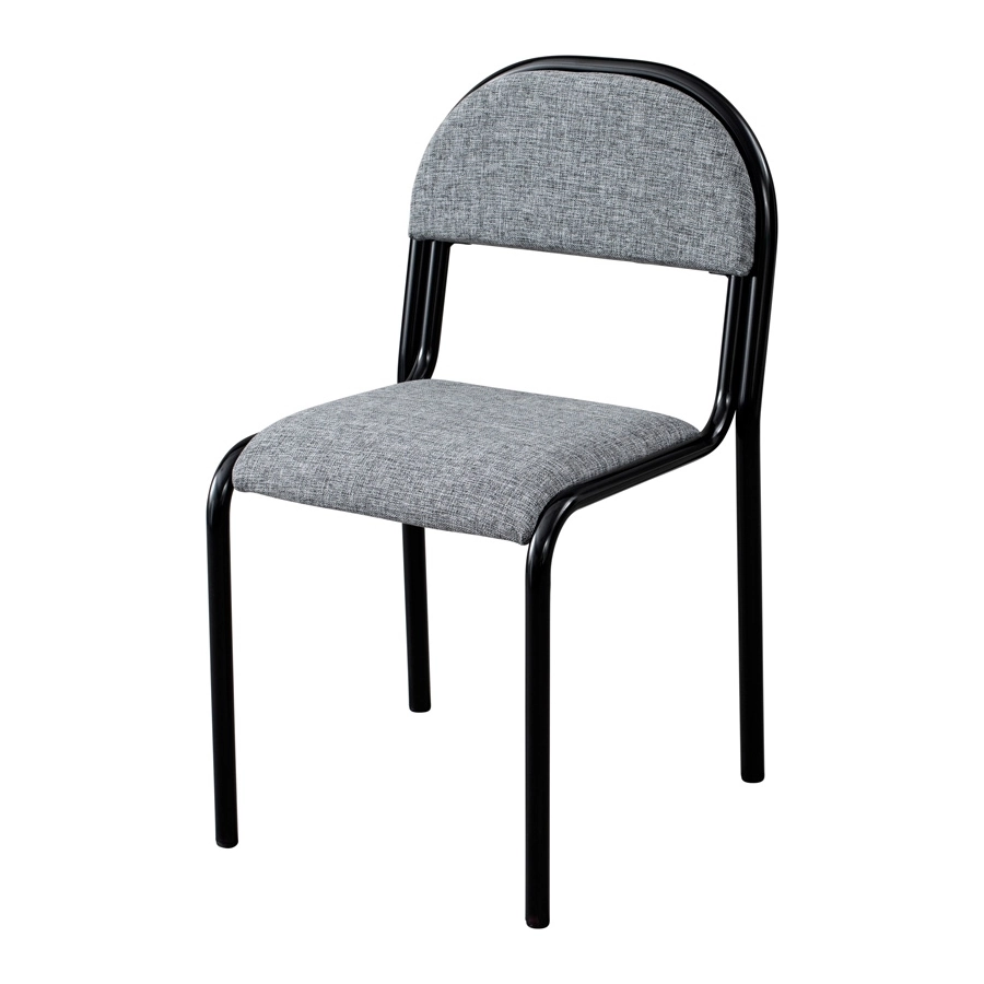 Vinnaren stol från Skafab i svartlack och grått tyg.