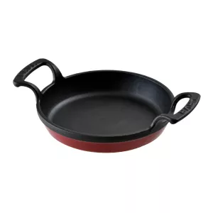 Fajitapanna 17 diameter cm av gjutjärn från Lava med svart/röd färg.