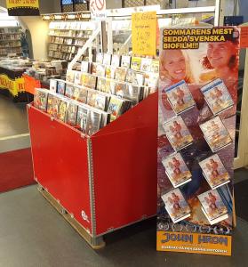 Dvd, musik, bok standee