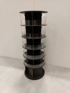 Golvdisplay rund  Höjd 1600 mm  med 5 hyllor 60 mmm i diamater