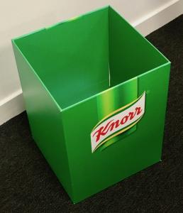 Papperskorg i wellpapp med tryck