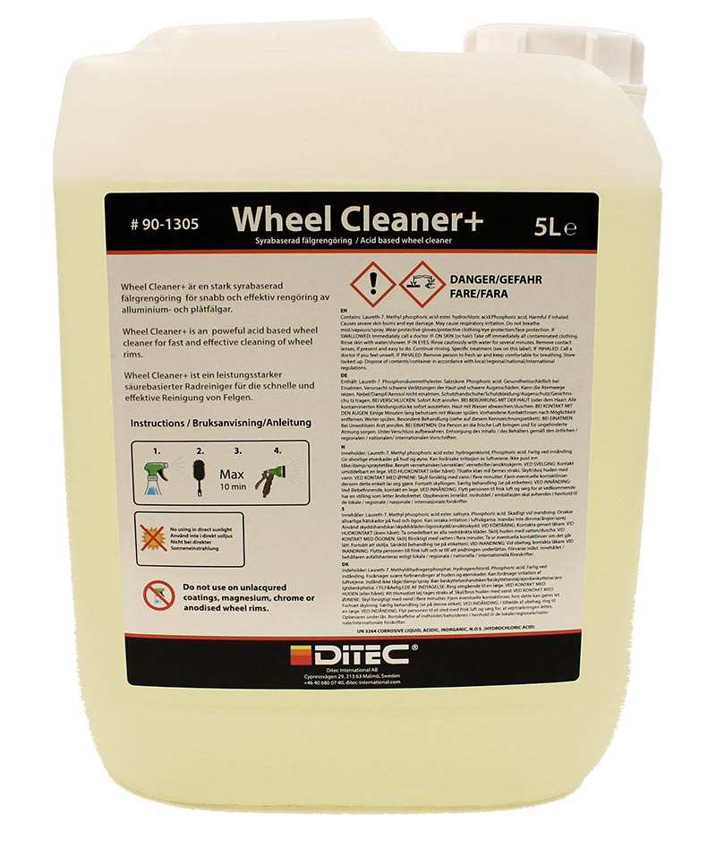 Ditec Wheel Cleaner +, fälgrengöring med syra, 5 liter.