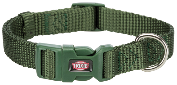 Premium halsband, S: 25-40 cm/15 mm, skogsgrön