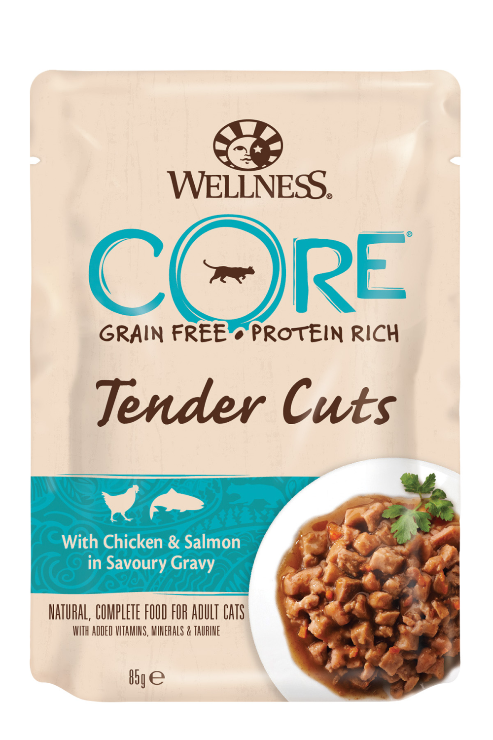 CORE Cat TC pouch Ckn & Salm in Gravy 85 g (8/frp)