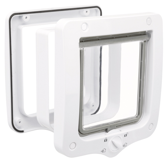 Kattdörr 4-vägs, med tunnel, 20 o 22 cm, vit