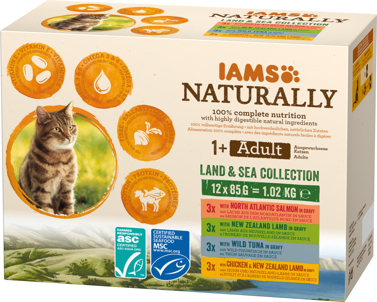 Iams Cat Naturally Land & Sea 85 g (12/frp)