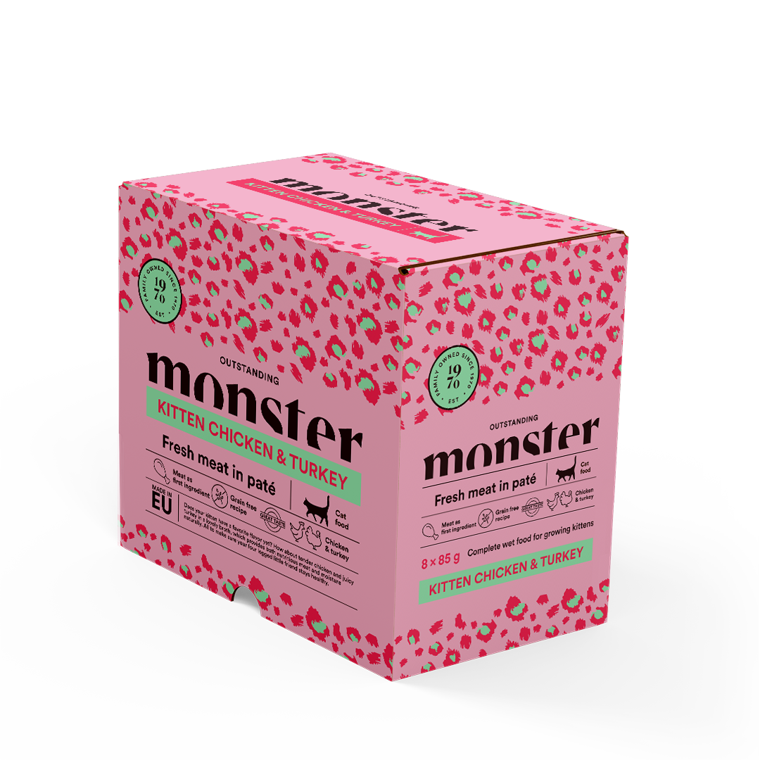 Monster Cat Pouches Kitten Ch/Turk 85 g (8-pack)