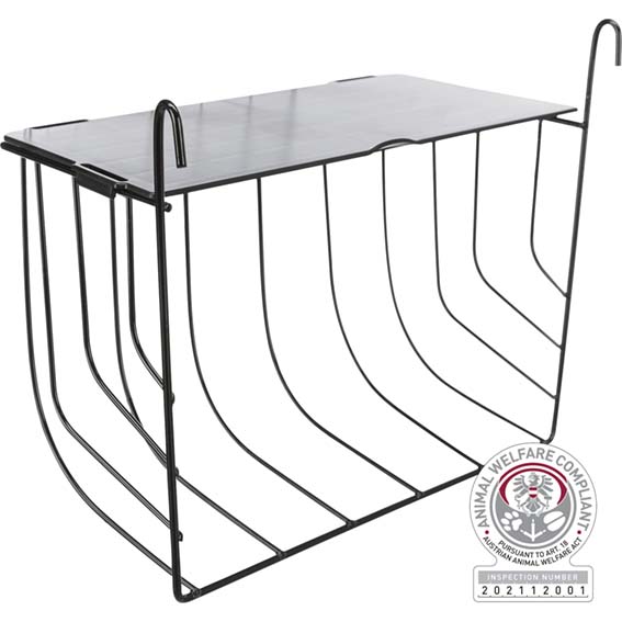 Höhäck, hängande, med lock, metall, 25 o 18 o 12 cm, svart