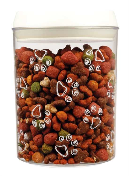 Foder & snacksburk plast, 1.5 l/o 12 * 17.5 cm, vit