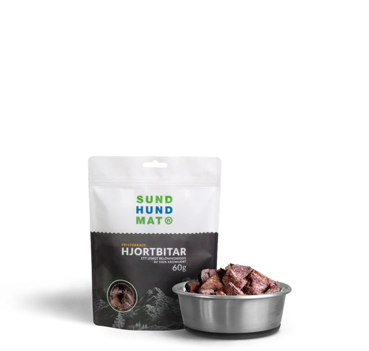 Frystorkade hjortbitar 60g Sund hundmat70