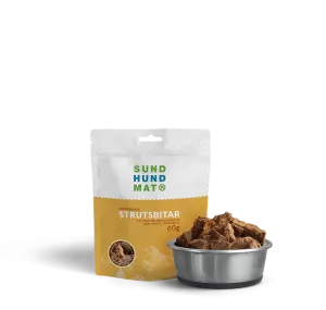 Frystorkade strutsbitar 60g Sund hundmat