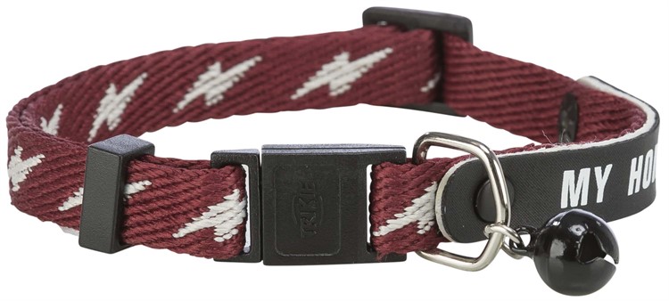 Katthalsband MY HOME m. adressflik, snabbslås, bjällra. Nylon. Röd