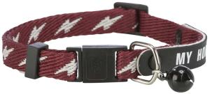 Katthalsband MY HOME m. adressflik, snabbslås, bjällra. Nylon. Röd