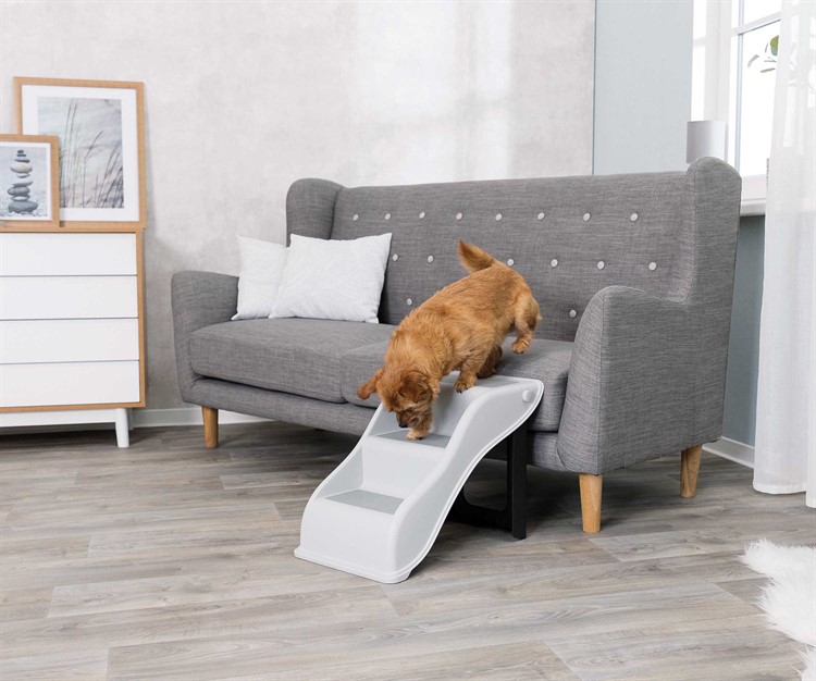 Trappa, hopfällbar, plast 34 o 39 o 54 cm, ljusgrå