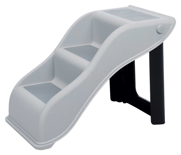 Trappa, hopfällbar, plast 34 o 39 o 54 cm, ljusgrå